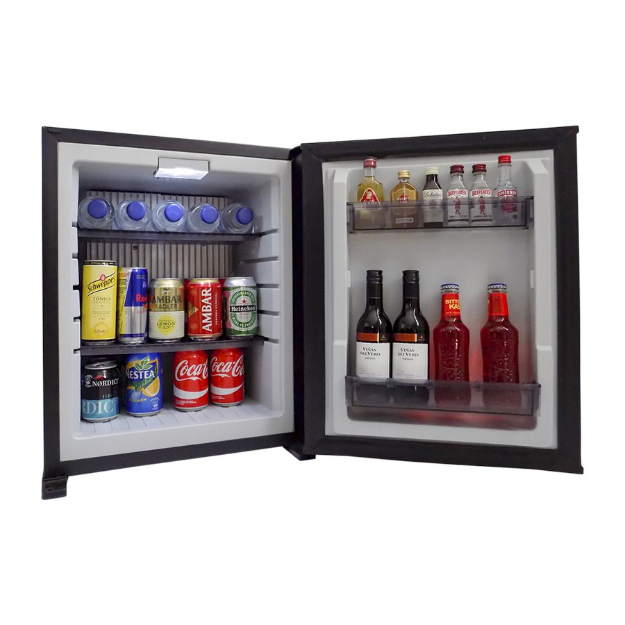 Solve mini-frigo, Mini bar, Sistema di refrigerazione termoelettrico, Capienza da 48 litri, Manopola di controllo meccanica, Refrigerazione: da  0 a 10 °C, Bassa rumorosità: 39 dB
